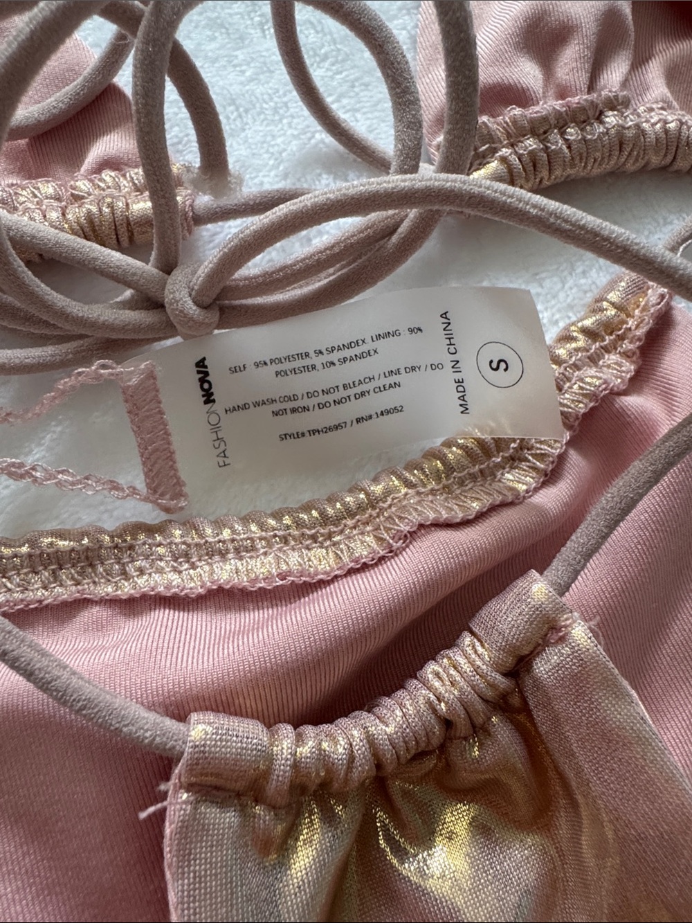 Pinky Gold String Bikini Set - Picture 4 of 4